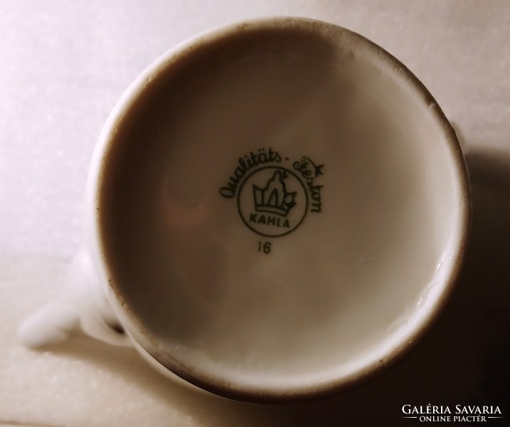 Kahla porcelán kávés készlet  német jelzett porcelán régi 4 személyes aranyszegélyes kávéskészlet