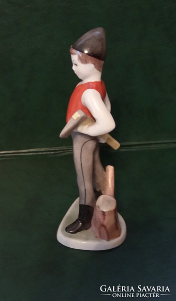 Drasche retro nosztalgia porcelán figura, nipp: Favágó fiú