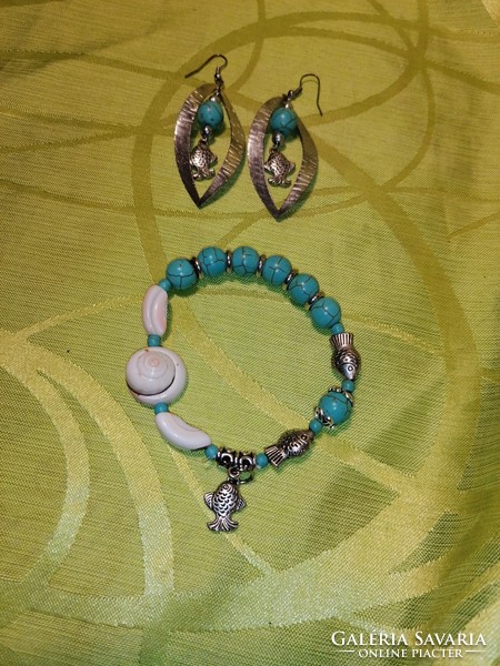 Turquoise fish jewelry set (751)