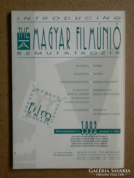 XXIV. MAGYAR FILMSZEMLE BUDAPEST, 1993. FEBR. 5.-9. MAGYAR-ANGOL NYELVŰ KIADVÁNY, KÖNYV
