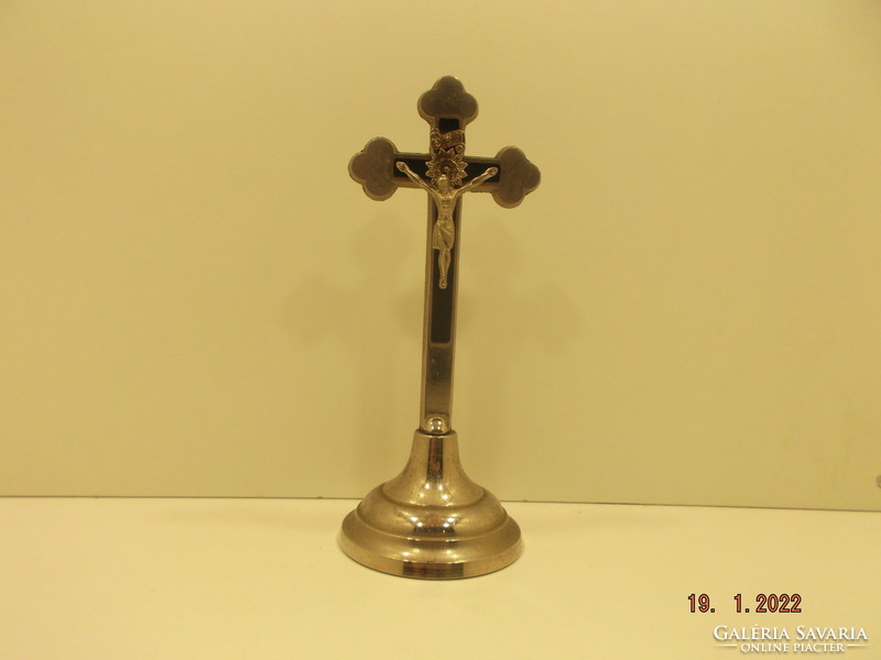 Old cross with metal base, crucifix --- 1 ---