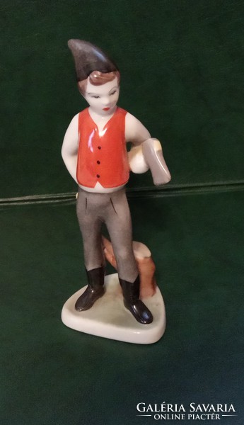 Drasche retro nosztalgia porcelán figura, nipp: Favágó fiú