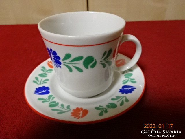 Lowland porcelain coffee cup + placemat with flowers of national color. He has! Jókai.