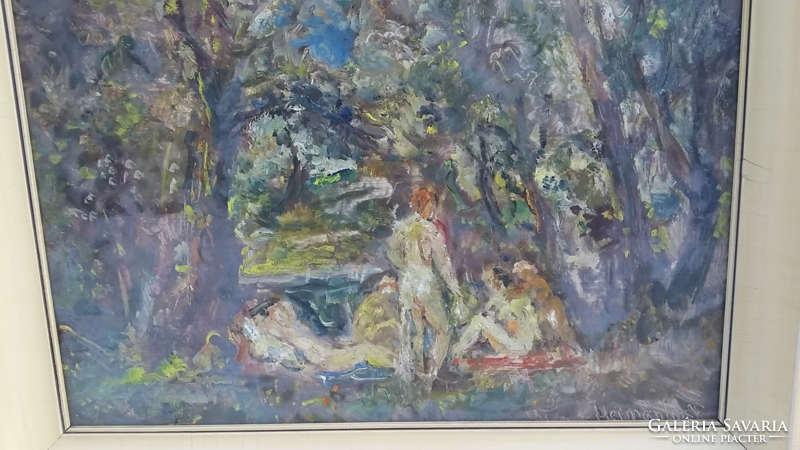 Herman Lipót - bathers - oil painting - new photos in original frame !!!