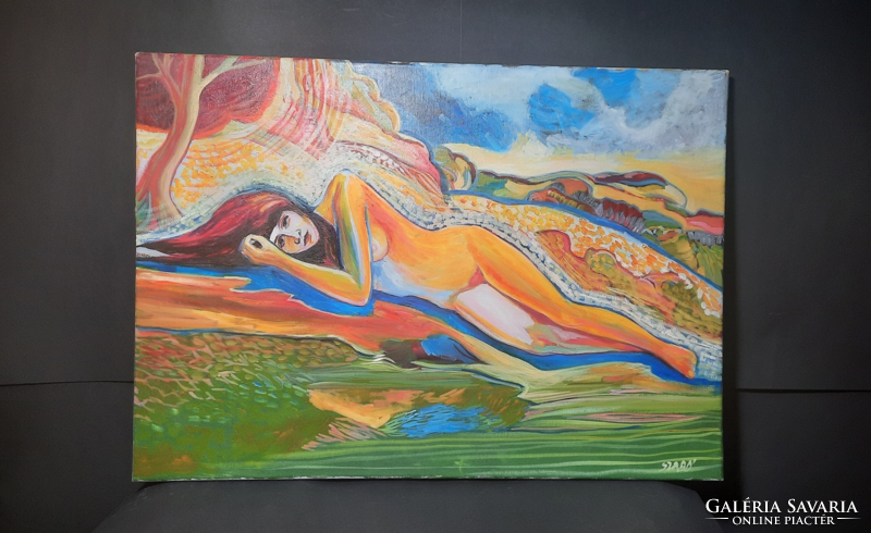 László Szabó: nude (oil on canvas, 50x70 cm)