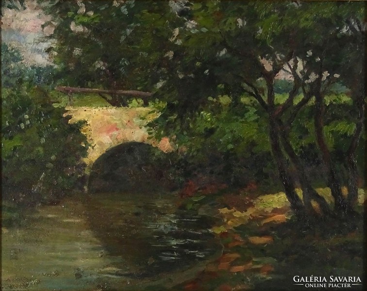 1H131 xx. Century Hungarian painter: stone bridge