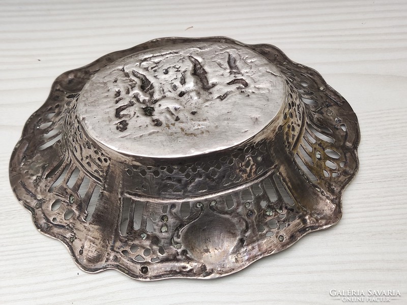 Openwork embossed silver serving tray