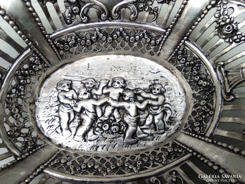 Openwork embossed silver serving tray