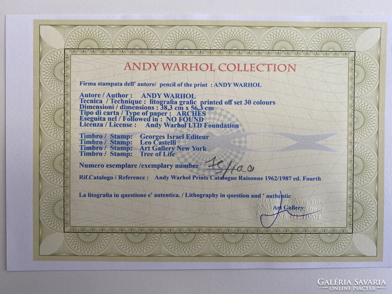 Andy Warhol COA-val