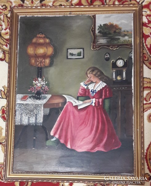 Girl reading interior painting, picture (m2075)
