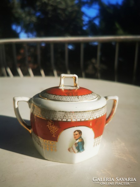 Antique alt wien sugar bowl with portrait of Napoleon