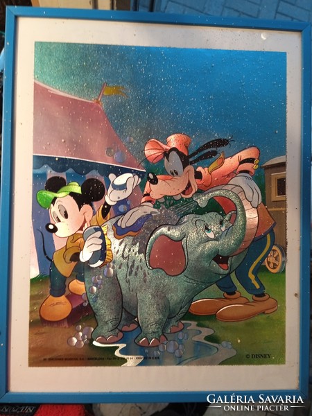 Framed old print in children's room, 36 x 21 cm piece.