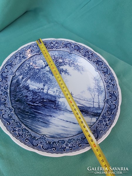 Royal Boch Delfts  hatalmas 30.5 cm átmérőjű tányér falitányér Gyűjtői darab mesés malom tájjal