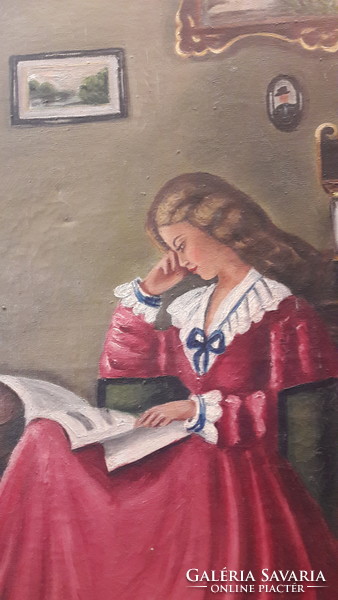 Girl reading interior painting, picture (m2075)