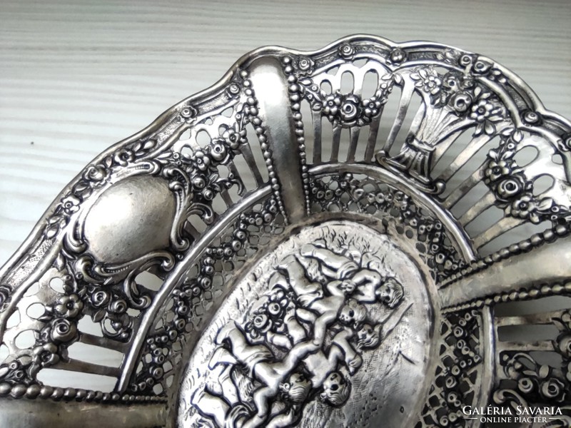 Openwork embossed silver serving tray
