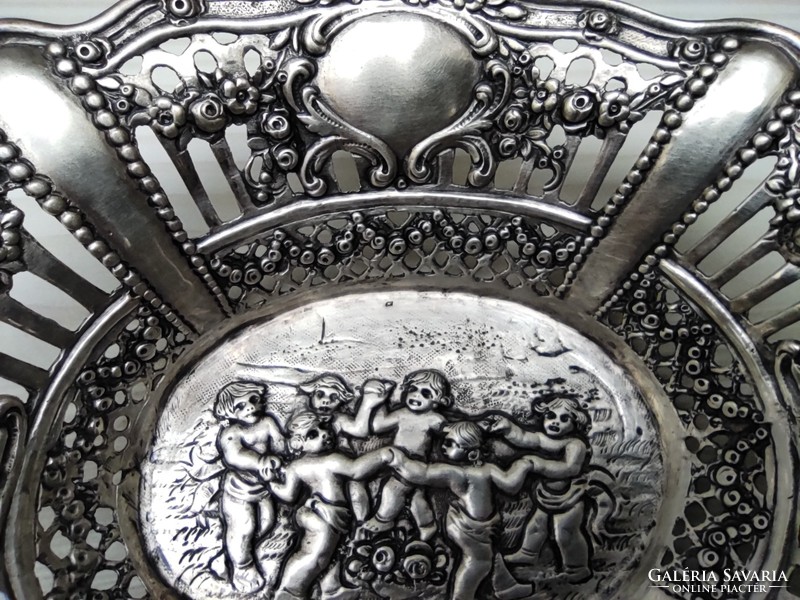 Openwork embossed silver serving tray