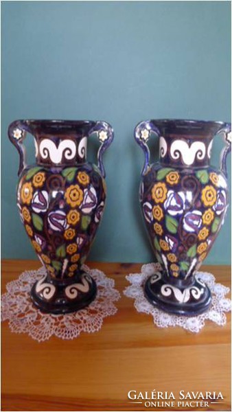 Frigyes Borszéky art deco faience vase pair - 1920.