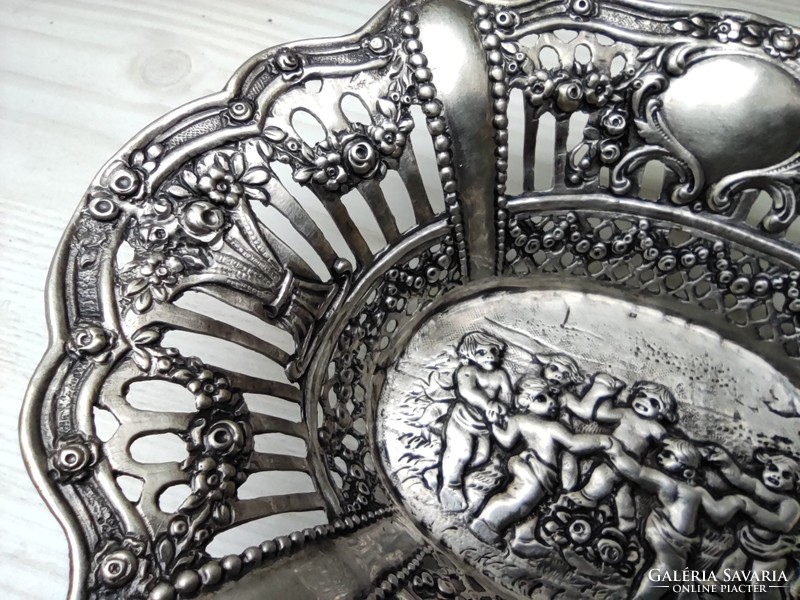 Openwork embossed silver serving tray