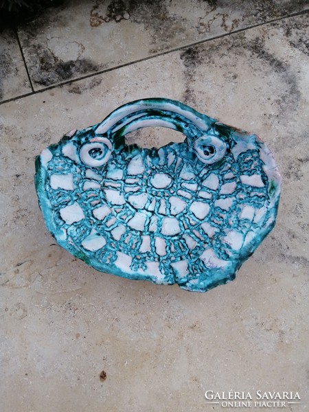 Beneficial Elizabeth 20x9 cm turquoise ceramic fruit bowl in the middle of the table