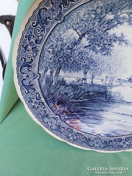 Royal boch delfts huge 30.5 Cm diameter plate wall plate collectible piece with fabulous mill landscape