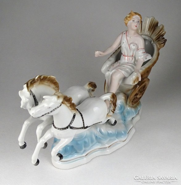1H128 marked equestrian statue with woman Russian porcelain statue 29.5 Cm