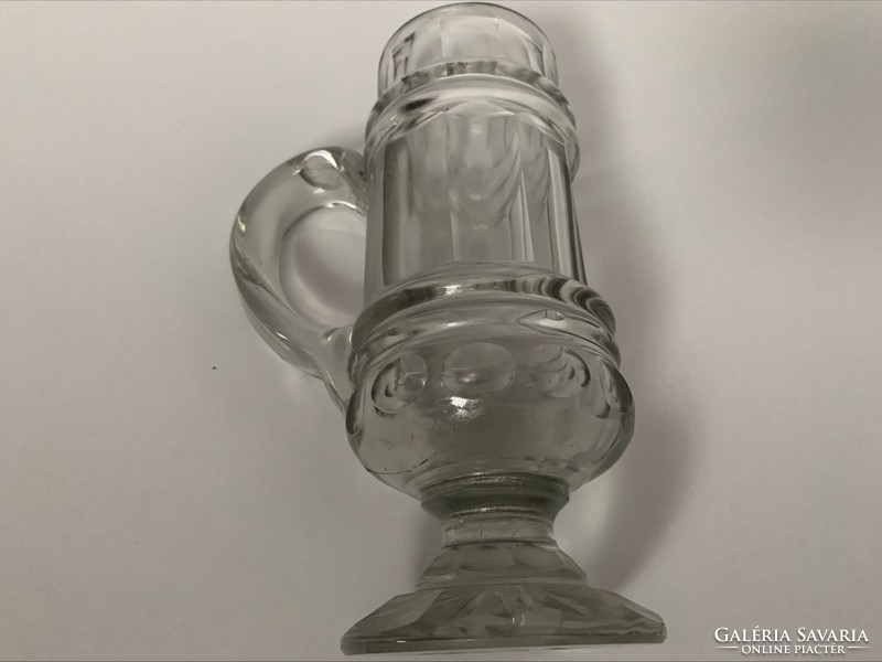 Antique Biedermeier thick peeled jar, glass, damaged