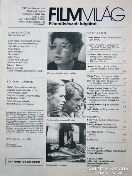 FILMVILÁG 1989/3, 89/4, 89/6, 89/8, (4 DARAB EGYBEN), KÖNYV JÓ ÁLLAPOTBAN
