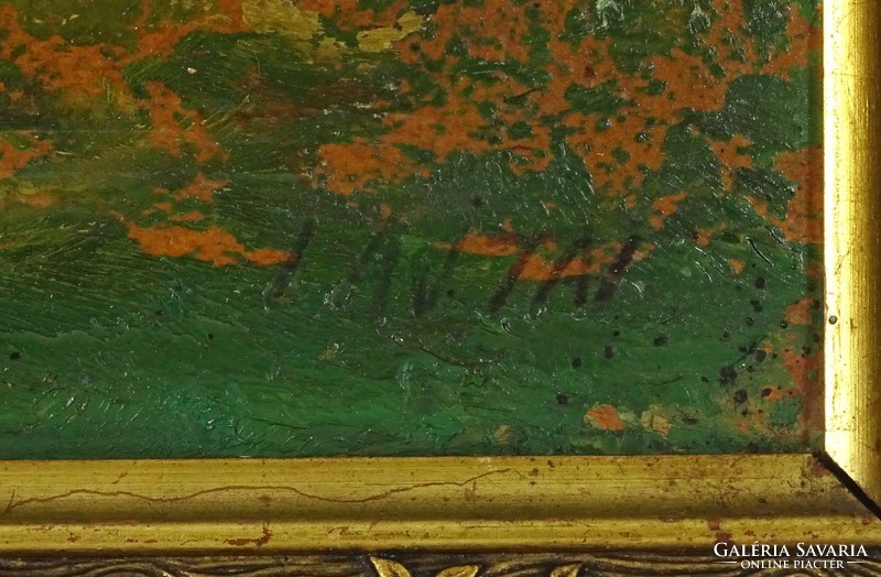 1H130 XX. századi magyar festő : Vízparti tanya
