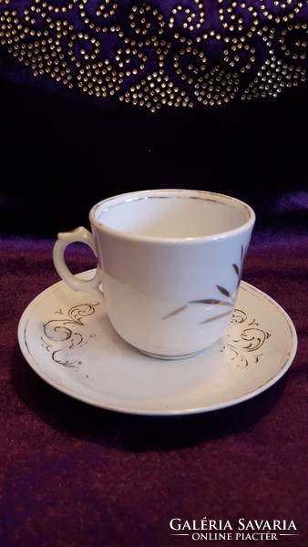 Antik biedermeier porcelán kávés csésze tányérral (L2086)