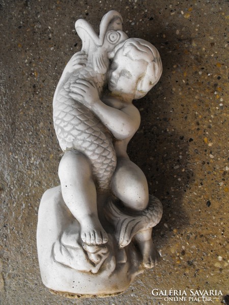 Szökőkút Csobogó kő Puttó Kastély kerti kút Fagyálló Műkő tömör művészi szobor