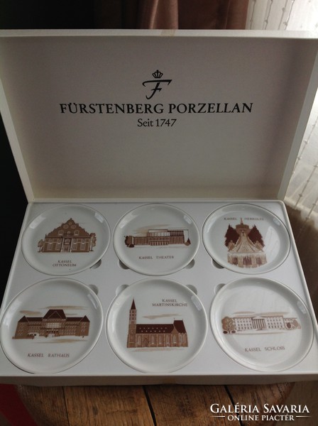 Régi Fürstenberg porcelán kis tányér szett dobozában