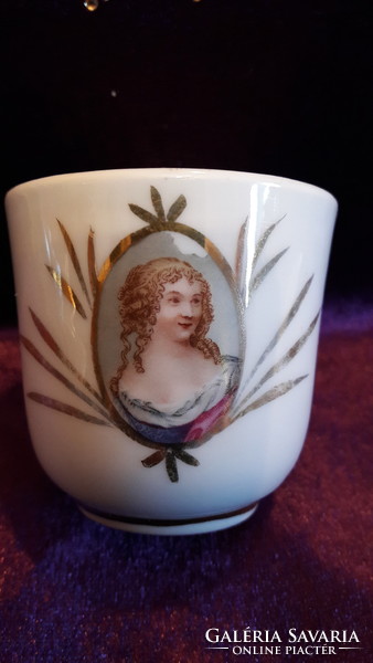 Antik biedermeier porcelán kávés csésze tányérral (L2086)