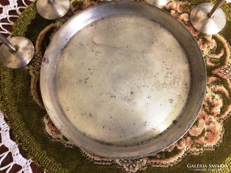 Egy tálca antik, ezüstözött, röviditalos pohár tálcán, 5 db pohár egyenként kb. 0,5 dl-esek