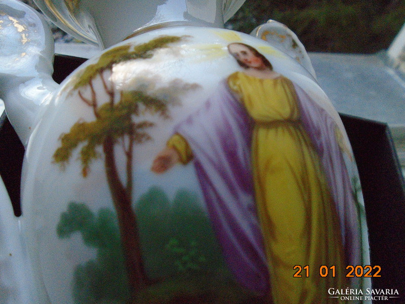 18sz Limoges empire kézzel festett vázs Krisztussal az Olajfák Hegyén és Jézus Szent Szívévvel