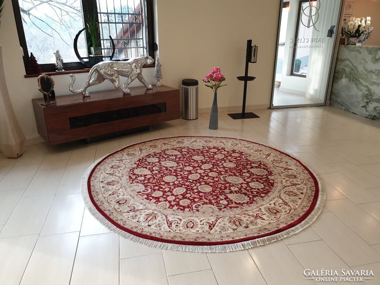 Original afghan ziegler pattern circle 245 cm hand-knotted wool persian rug ff_03
