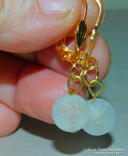 Gold shiny snowflake sphere with gold gold filled earrings