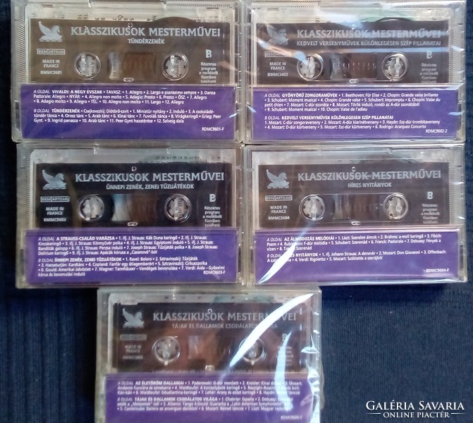 Pre-recorded cassettes; 11 pieces, classical music