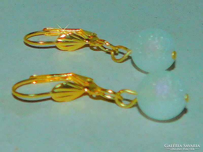 Gold shiny snowflake sphere with gold gold filled earrings