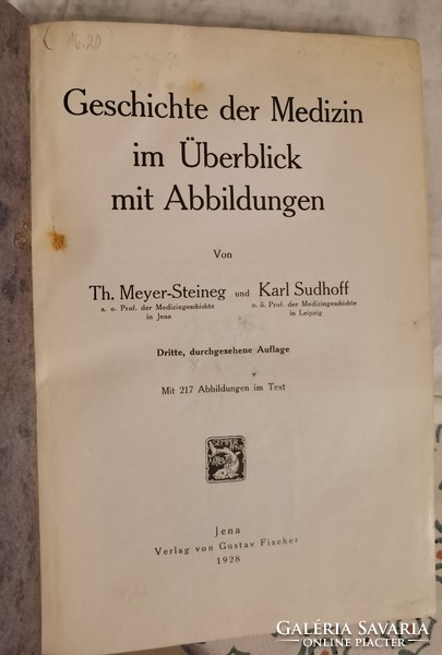 Geschichte der medizin- német orvosi antik könyv 1929