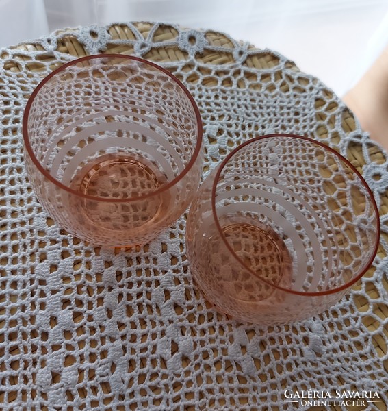 Old glass glass with a polished engraved pattern from a glass factory in the 1950s, wine glass