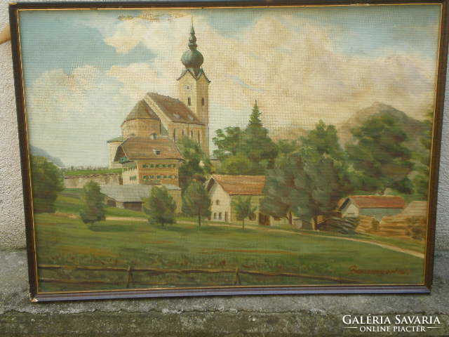 Osträk täj, oil, wood, Austrian painter 50 x 60 cm, marked Baumgartner,