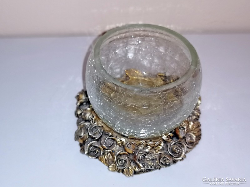 Rose-decorated veil glass candle holder, candle holder