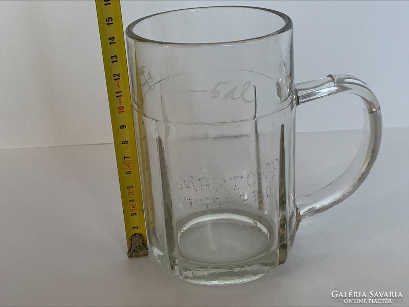 Marton f. Certified half-liter beer mug with restaurant inscription, damaged