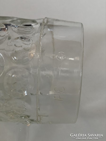 3 dl-es régi kocsmai üveg korsó, sérült