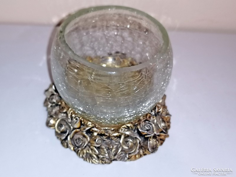 Rose-decorated veil glass candle holder, candle holder