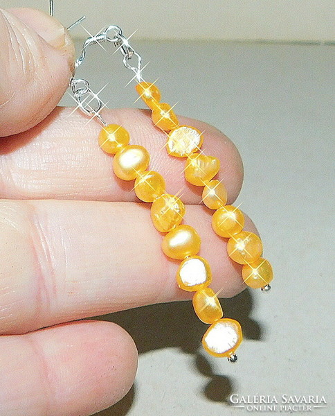 Sun Yellow Cultured Genuine Pearl Earrings 5.5 Cm! 2021 Fashion Color: Yellow