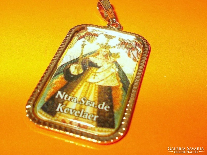 Virgin Mary apparition pilgrimage painting remembrance gold gold filled pendant 2