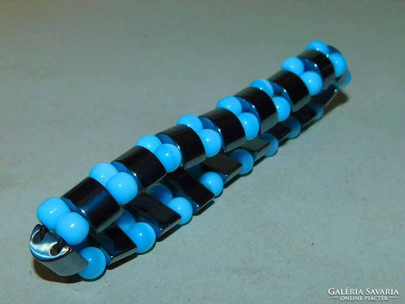 Hematite bloodstone - blue cat's eye mineral bracelet