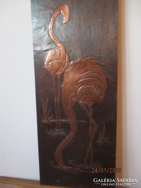 Pelikánok szecessziós falikép 57 x 22,5 cm jelzett  a kép alján