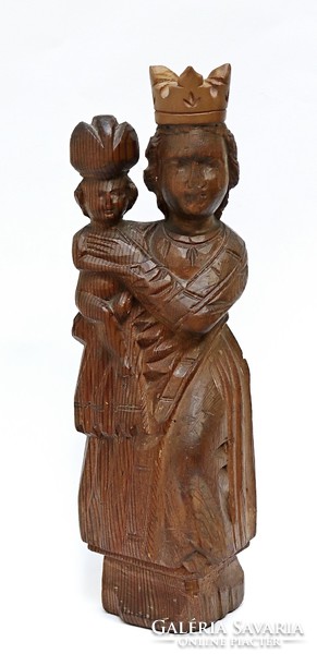 Mary with the child Jesus, antique wooden statue